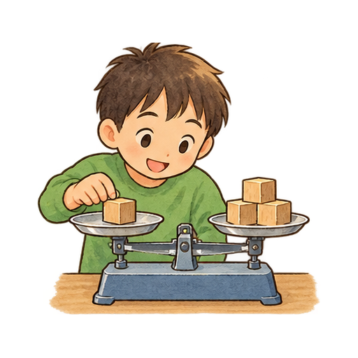 てんびんで重さを比べるのイラスト