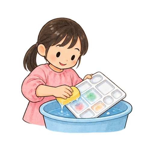 パレットを洗うのイラスト