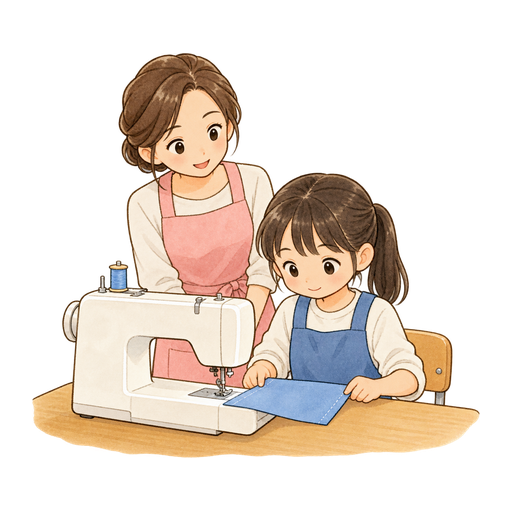 布をまっすぐ縫うのイラスト