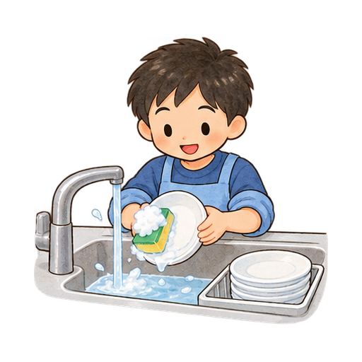 食器洗いのイラスト