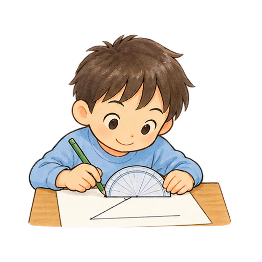 分度器で角度を測るのイラスト