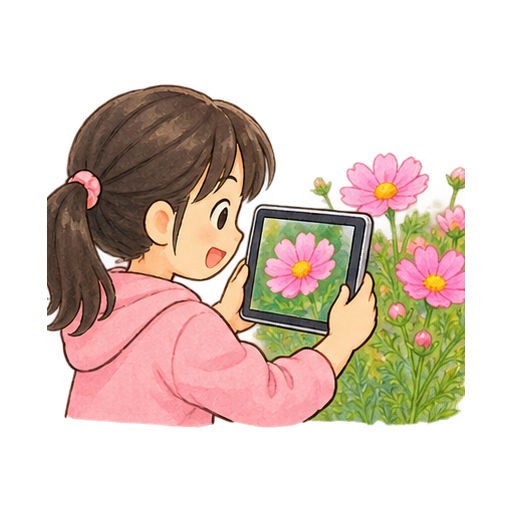 タブレットで写真を撮るのイラスト