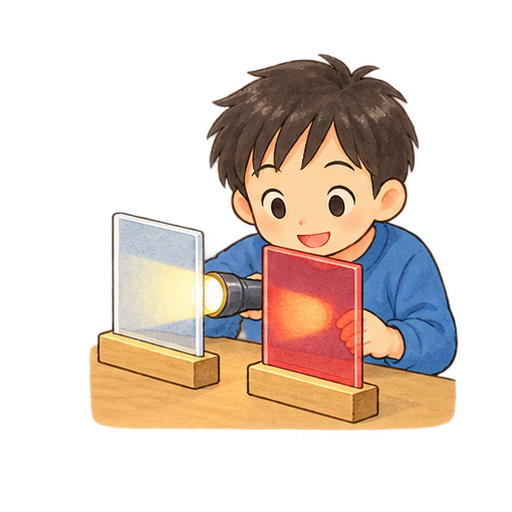 光を通すものの実験のイラスト
