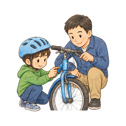 自転車のブレーキ点検のイラスト