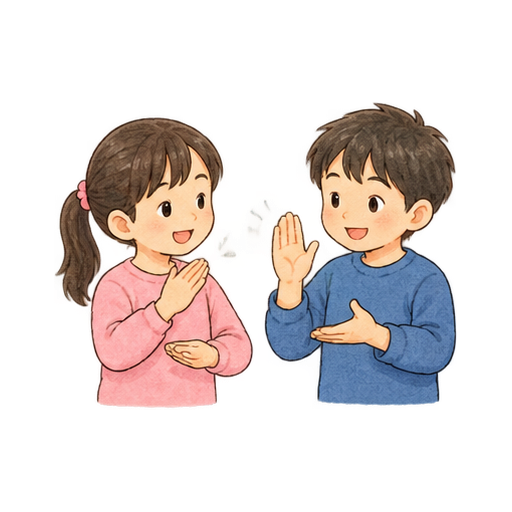 手話であいさつのイラスト