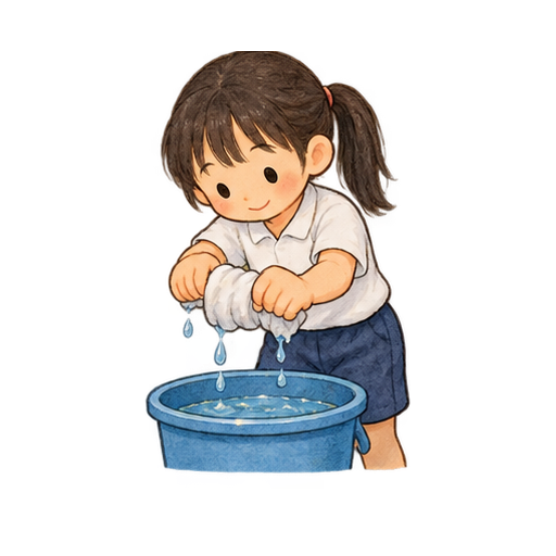 雑巾をしぼるのイラスト