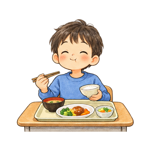 口を閉じてよくかむのイラスト