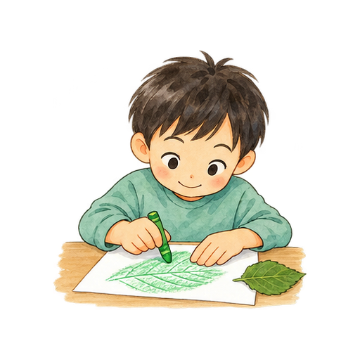 葉脈を紙に写すのイラスト