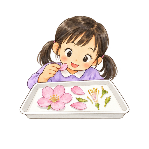 花を分解してつくりを調べるのイラスト
