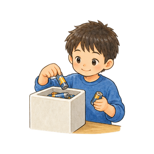 使用済み電池を分別するのイラスト