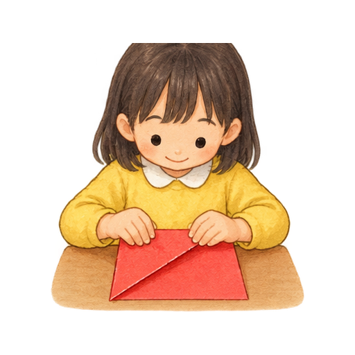 色紙を折るのイラスト