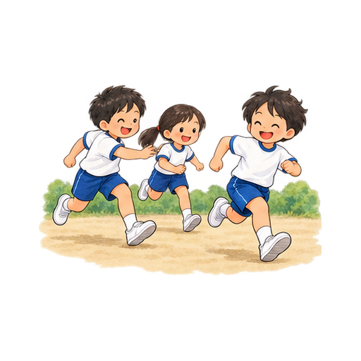校庭で鬼ごっこのイラスト