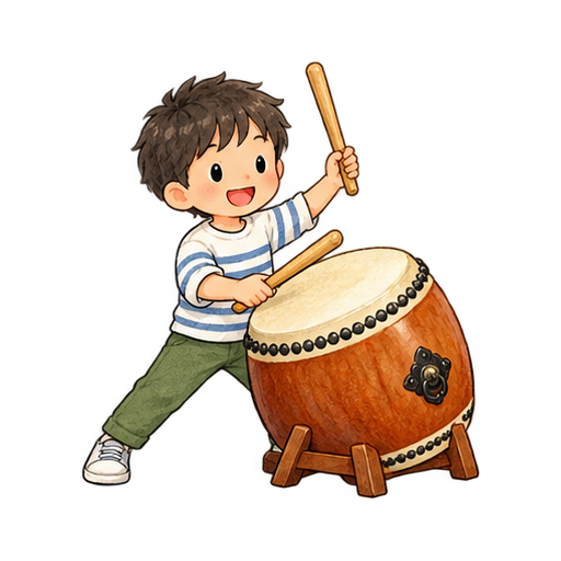 和太鼓をたたくのイラスト