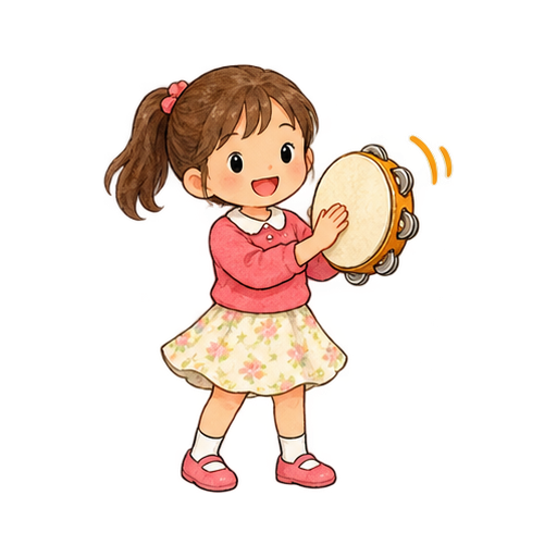 タンバリンをたたくのイラスト