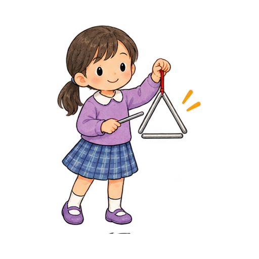 トライアングルを鳴らすのイラスト