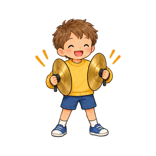 シンバルを合わせるのイラスト