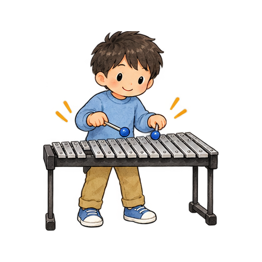 鉄琴を弾くのイラスト