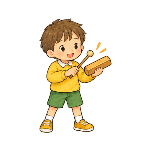 ウッドブロックをたたくのイラスト