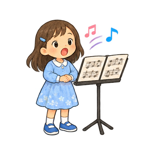楽譜を見ながら歌うのイラスト
