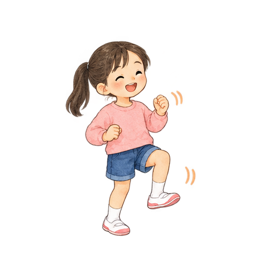 リズムに合わせて足踏みのイラスト